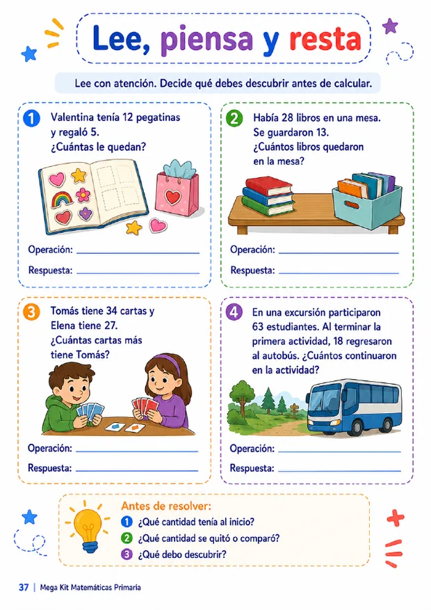 P&aacute;gina interior con problemas matem&aacute;ticos